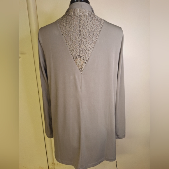 Susan Graver Sage Green Open Style Blazer With Lace Back. Size S - Picture 4 of 7